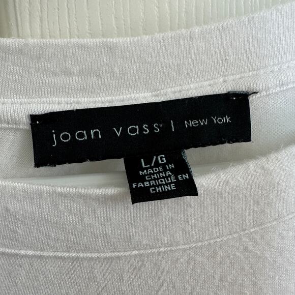 joan vass new york women’s large white twist-front tee soft stretch top - Picture 6 of 9